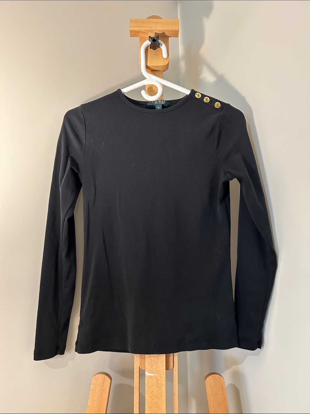 Ralph Lauren | 100% Cotton Long-Sleeve Top with Gold Buttons | Size M